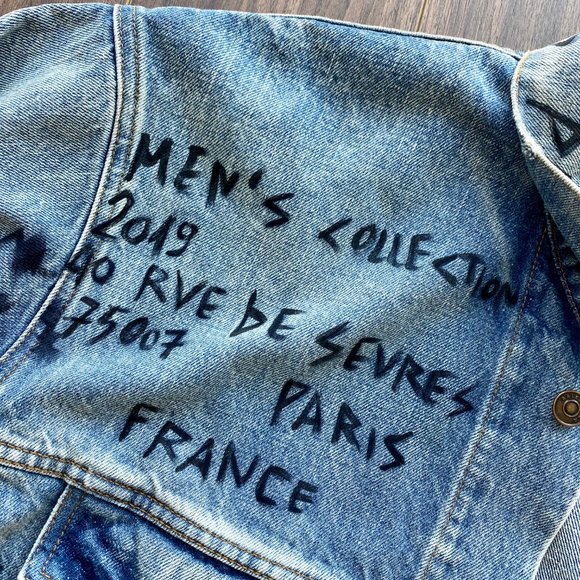 MENS Graffiti Big Fit Denim Jacket size L - Picture 6 of 7